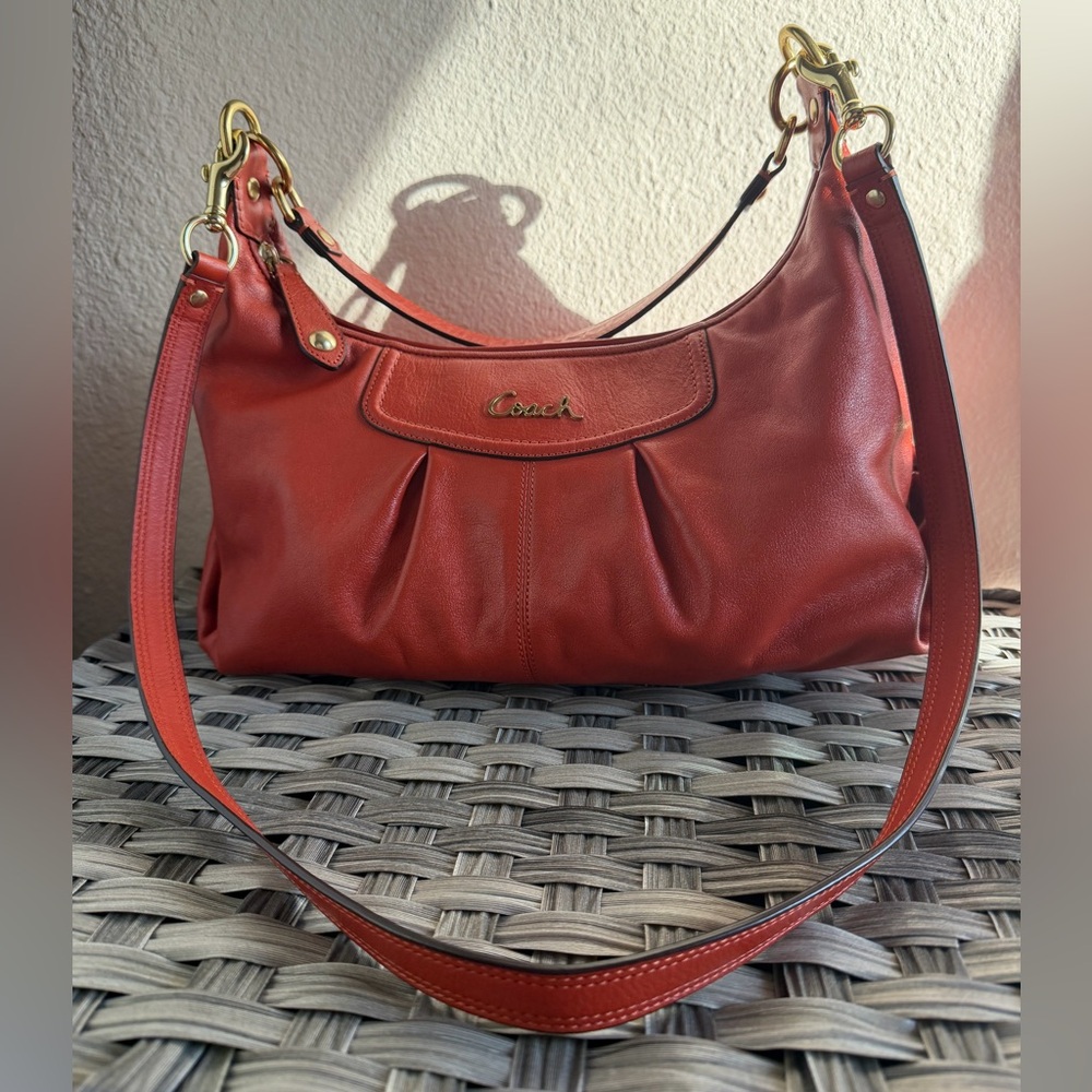 Coach Ashley Leather Convertible Hobo in Orange, Gold Hardware, F19761 - Picture 6 of 16